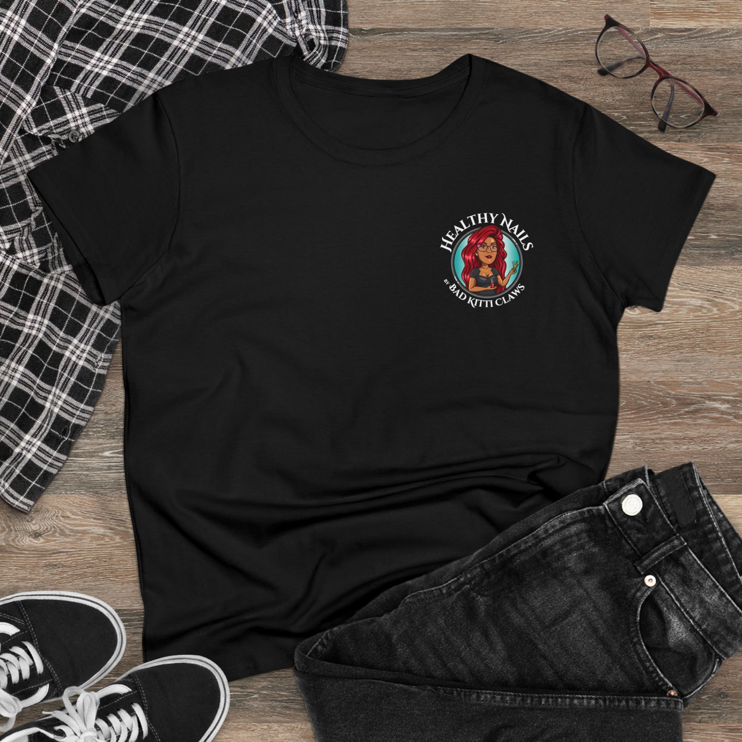 BKC Logo Women's Midweight Cotton Tee - Bad Kitti Claws